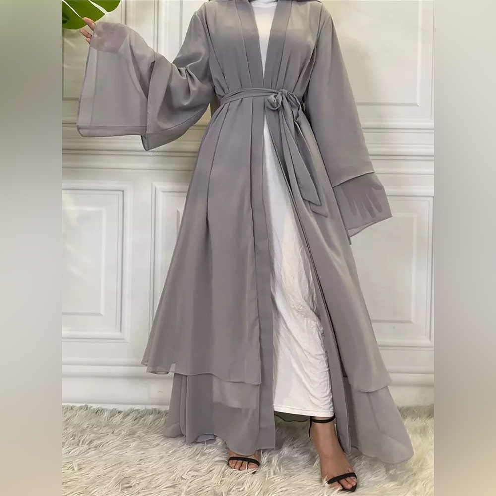 Grey Layered Abaya